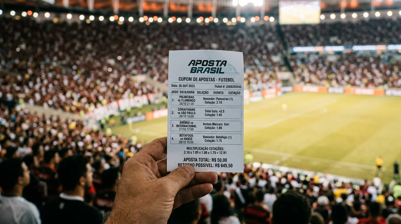 Boletim de aposta multipla com quatro selecoes e odd final combinada