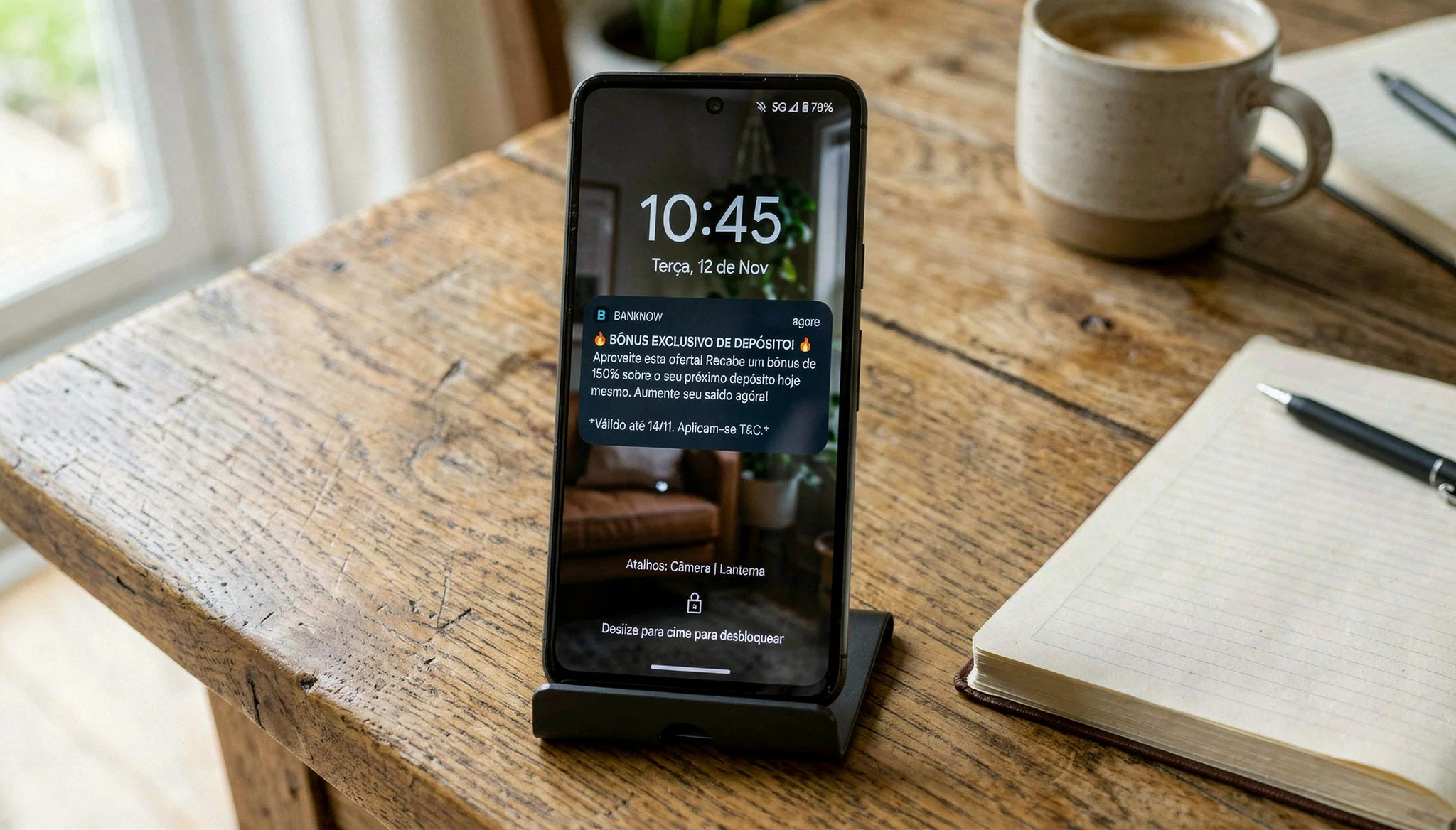 Notificacao de bonus de recarga disponivel no telemovel