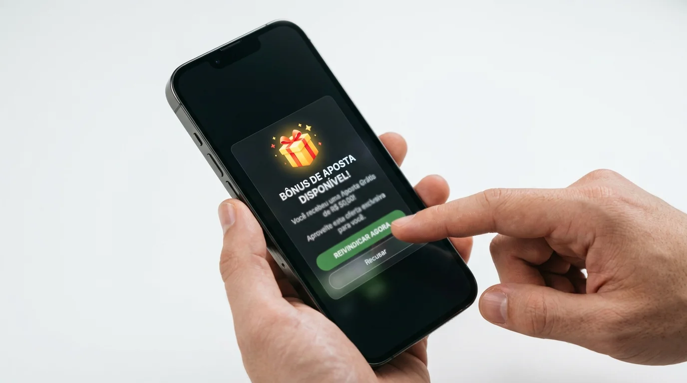 Notificacao de freebet disponivel no ecra de uma app de apostas