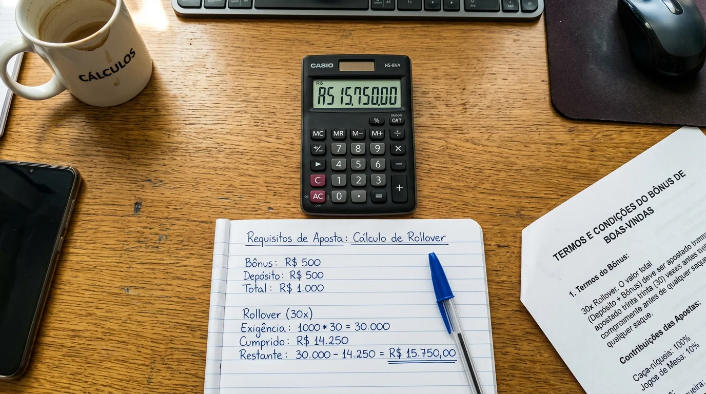 Calculadora com contas de rollover de bonus de apostas